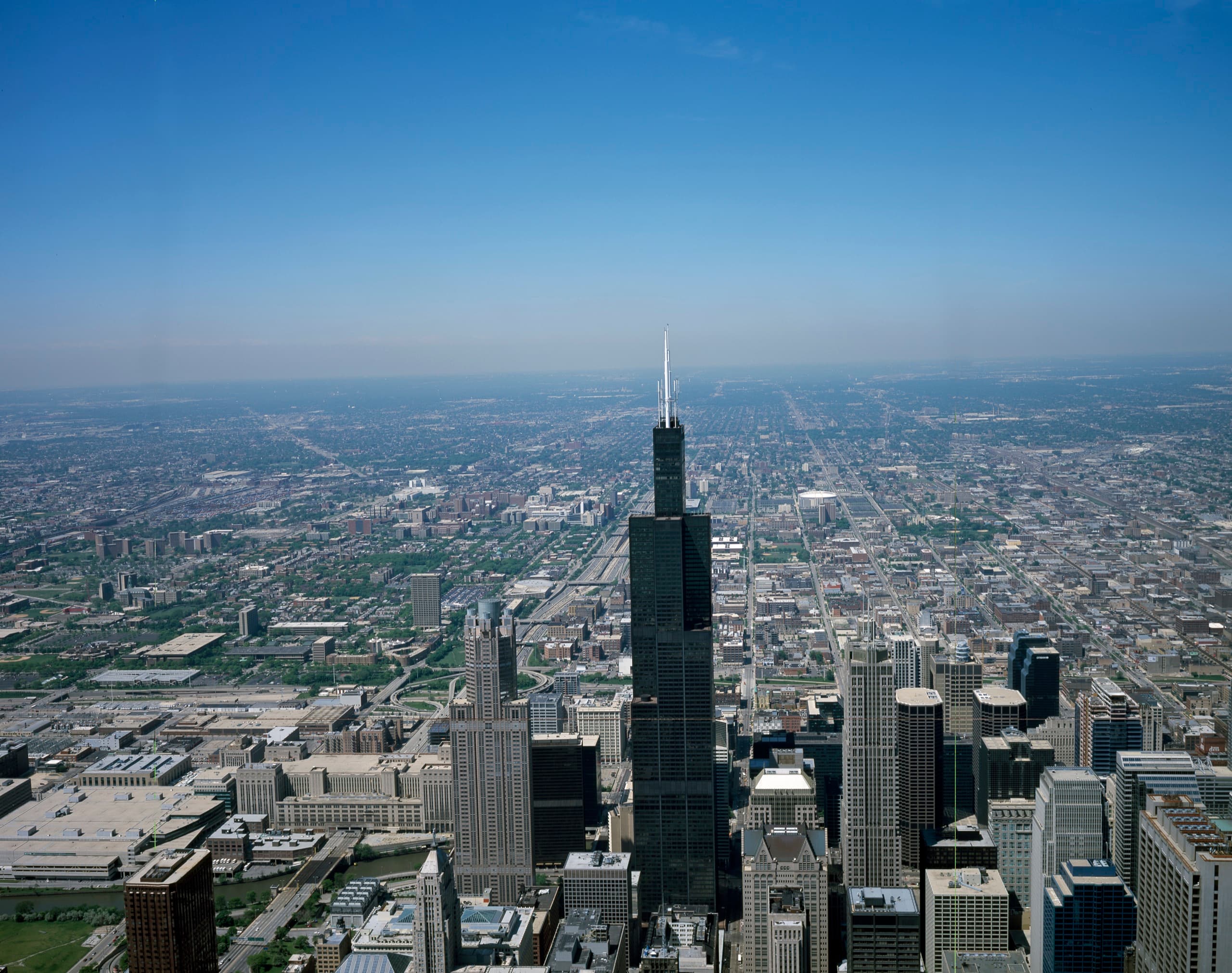 Aerial view of an American city