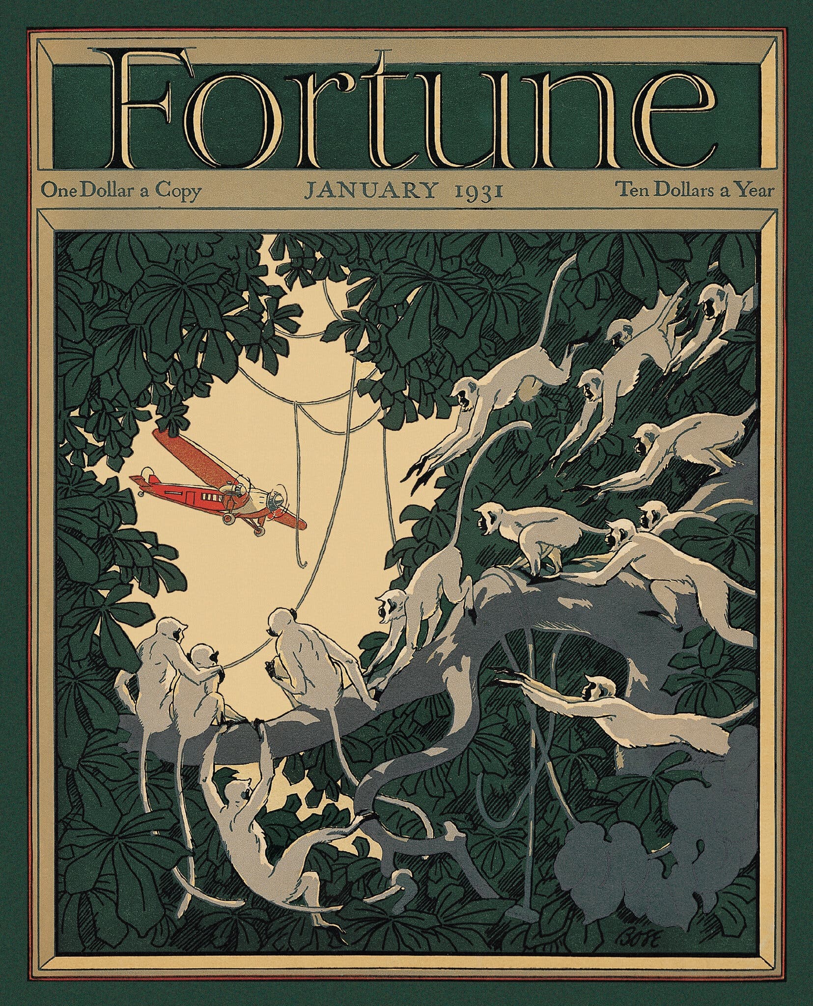 A gallery image from Magazines: “Aviation As Seen By Monkeys,” Fortune, January 1931 Cover
