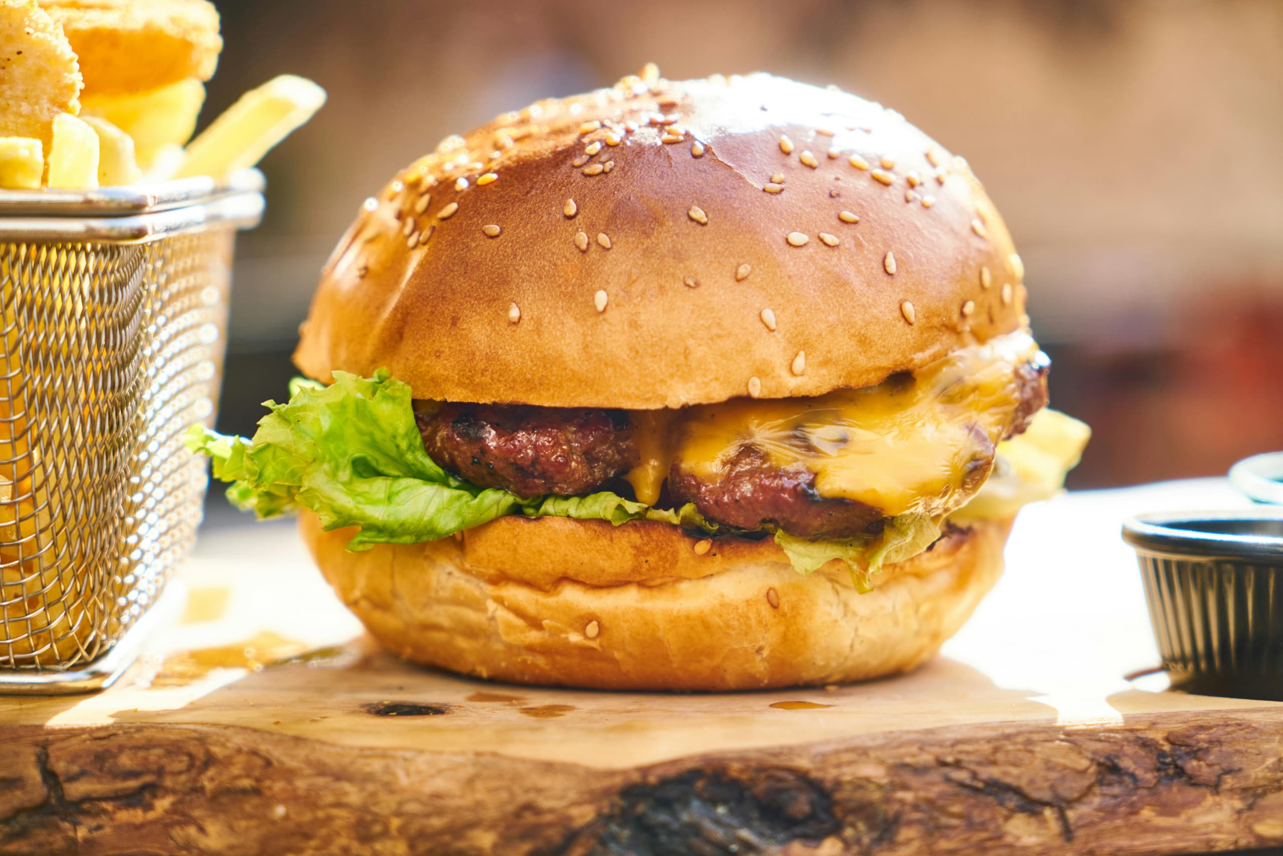 A gallery image from Food: Burger And Fries Close Up