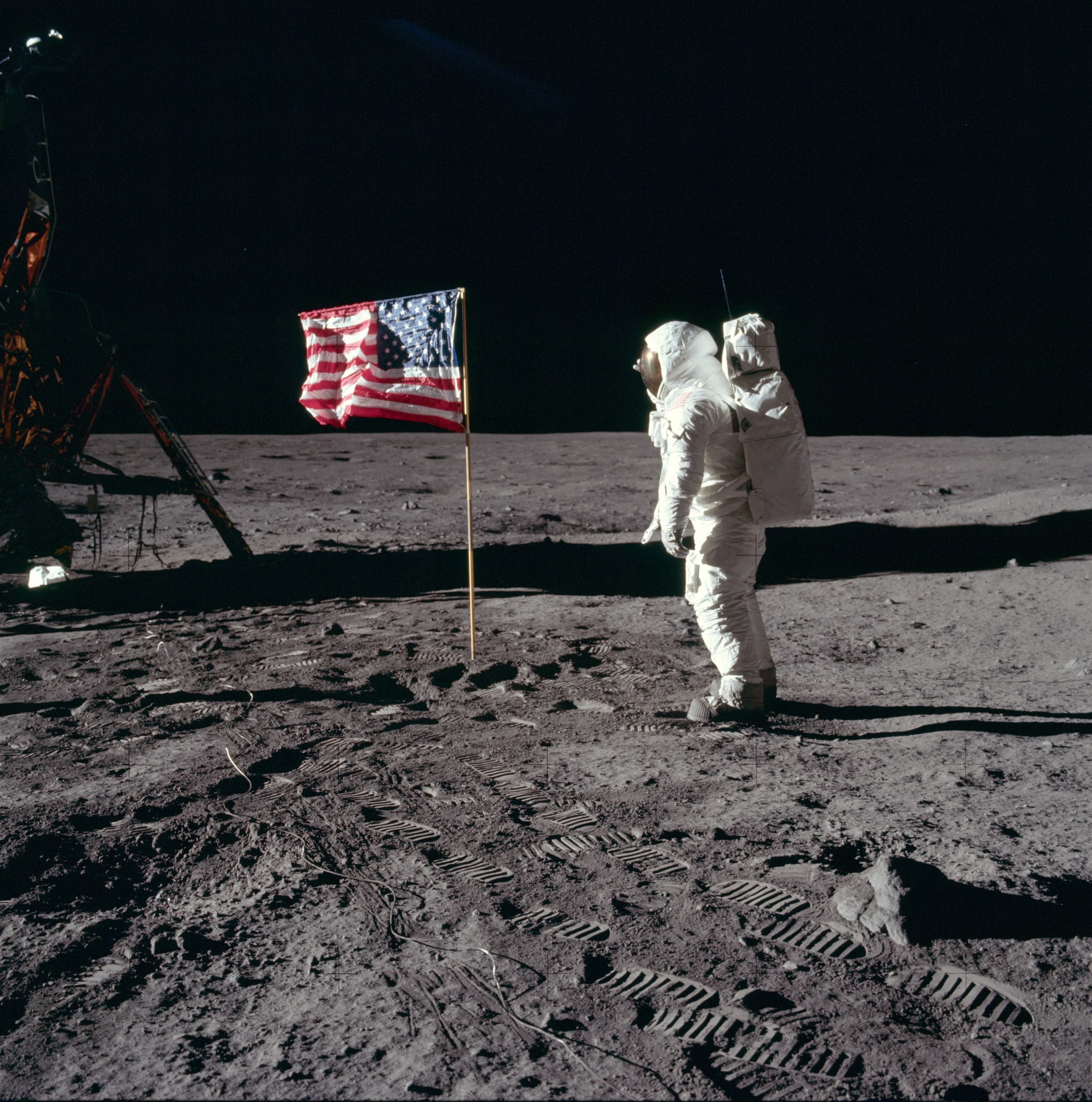 A gallery image from Technology: Buzz Salutes The U.S. Flag On The Lunar Surface