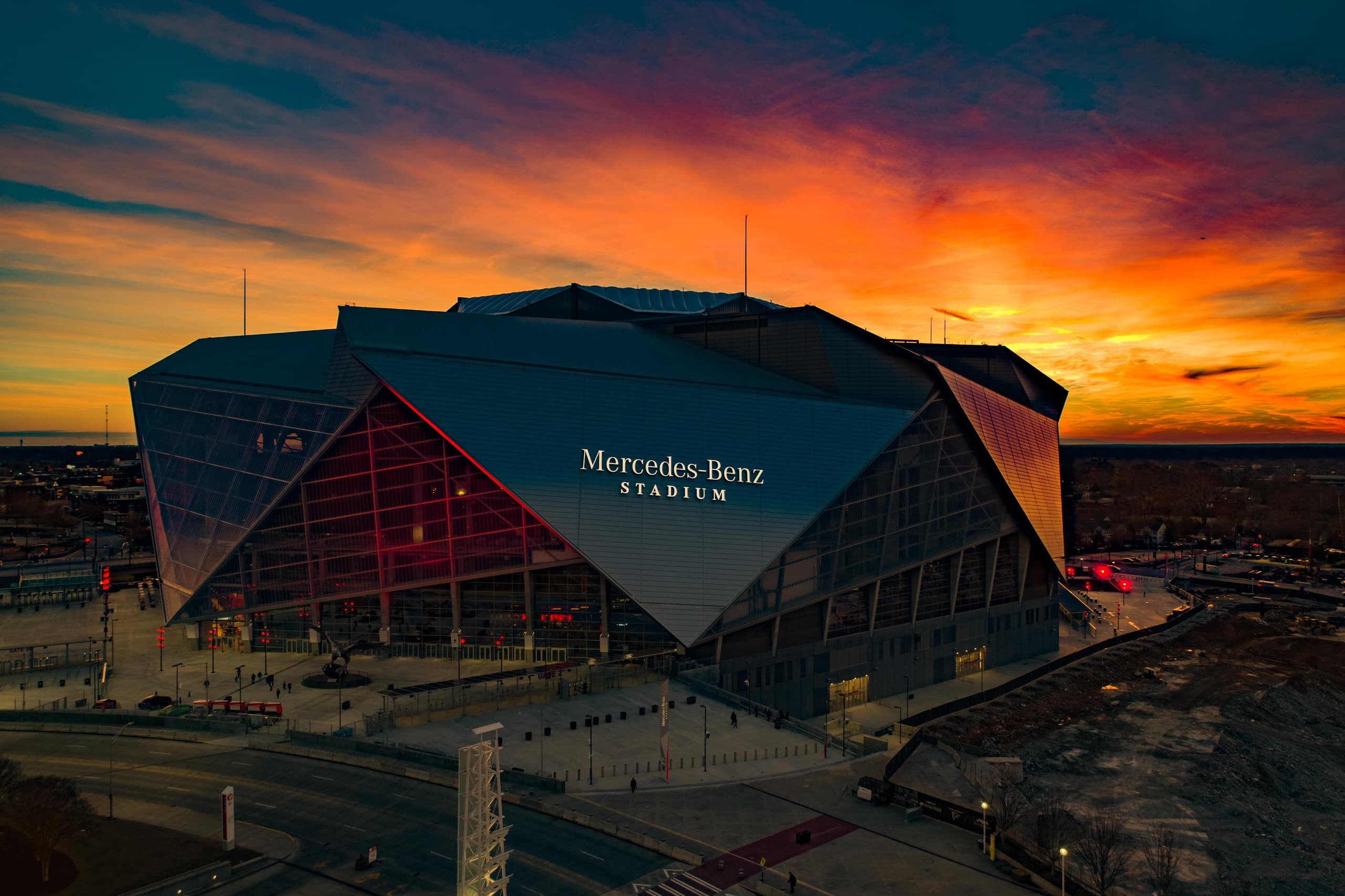 A gallery image from Sports: Mercedes Benz Stadium Sunset