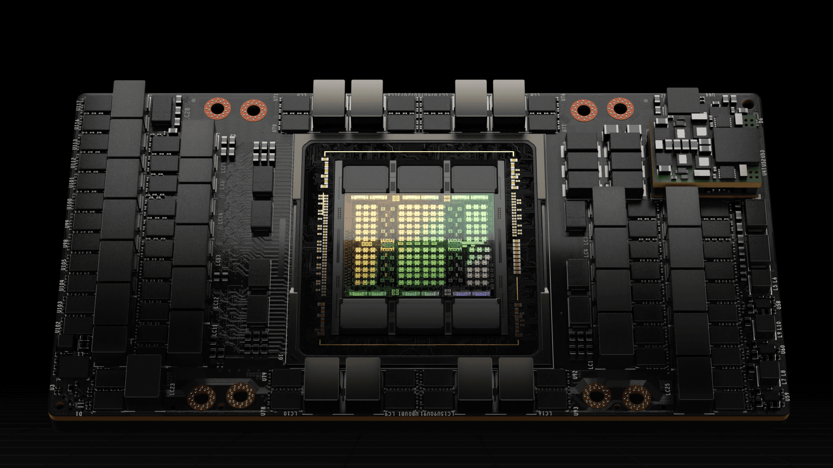 A gallery image from Technology: NVIDIA H100 GPU On New SXM5 Module. GTC2022 SXM5 01 V001 DL