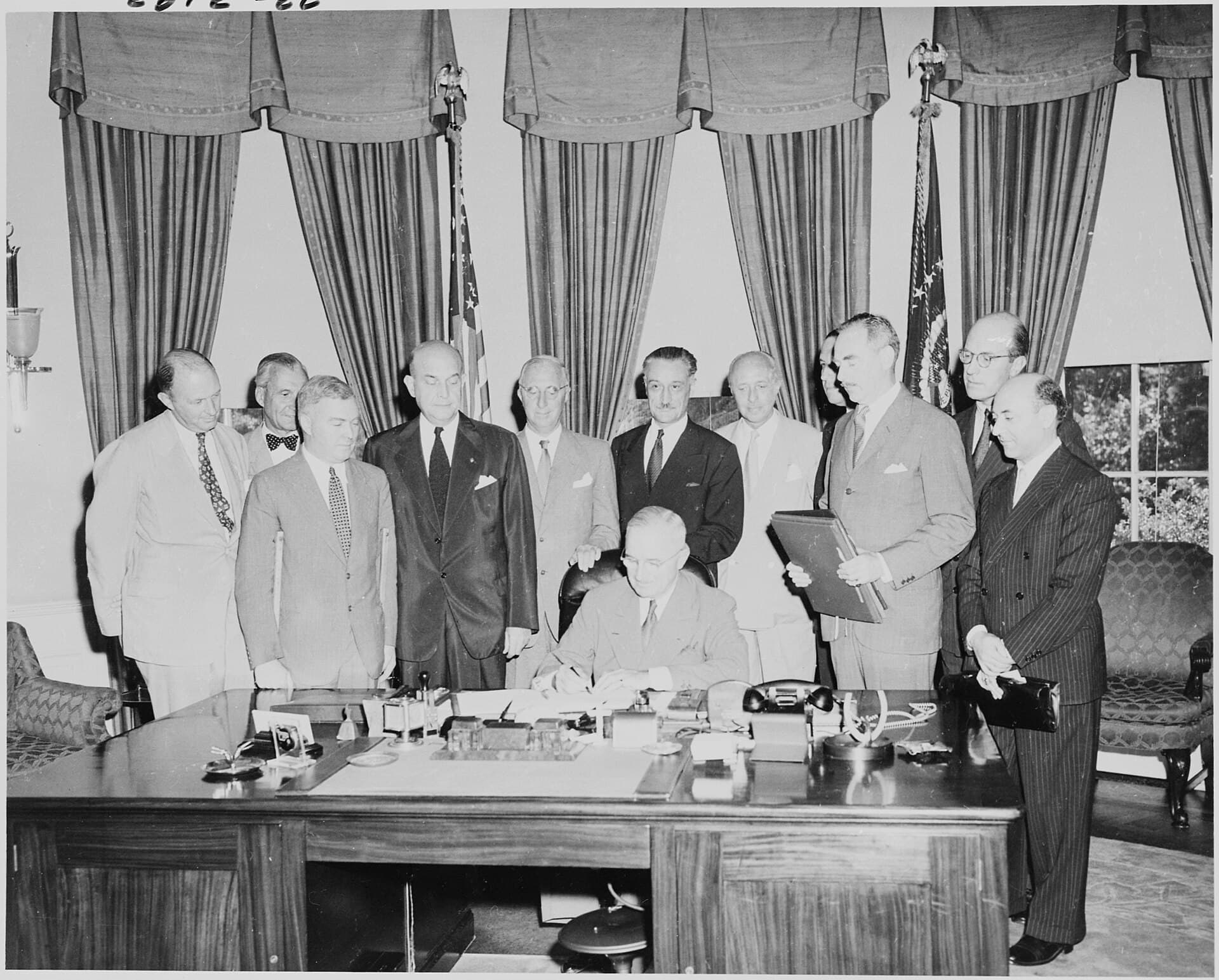 A gallery image from History: President Truman Signing The North Atlantic Treaty
