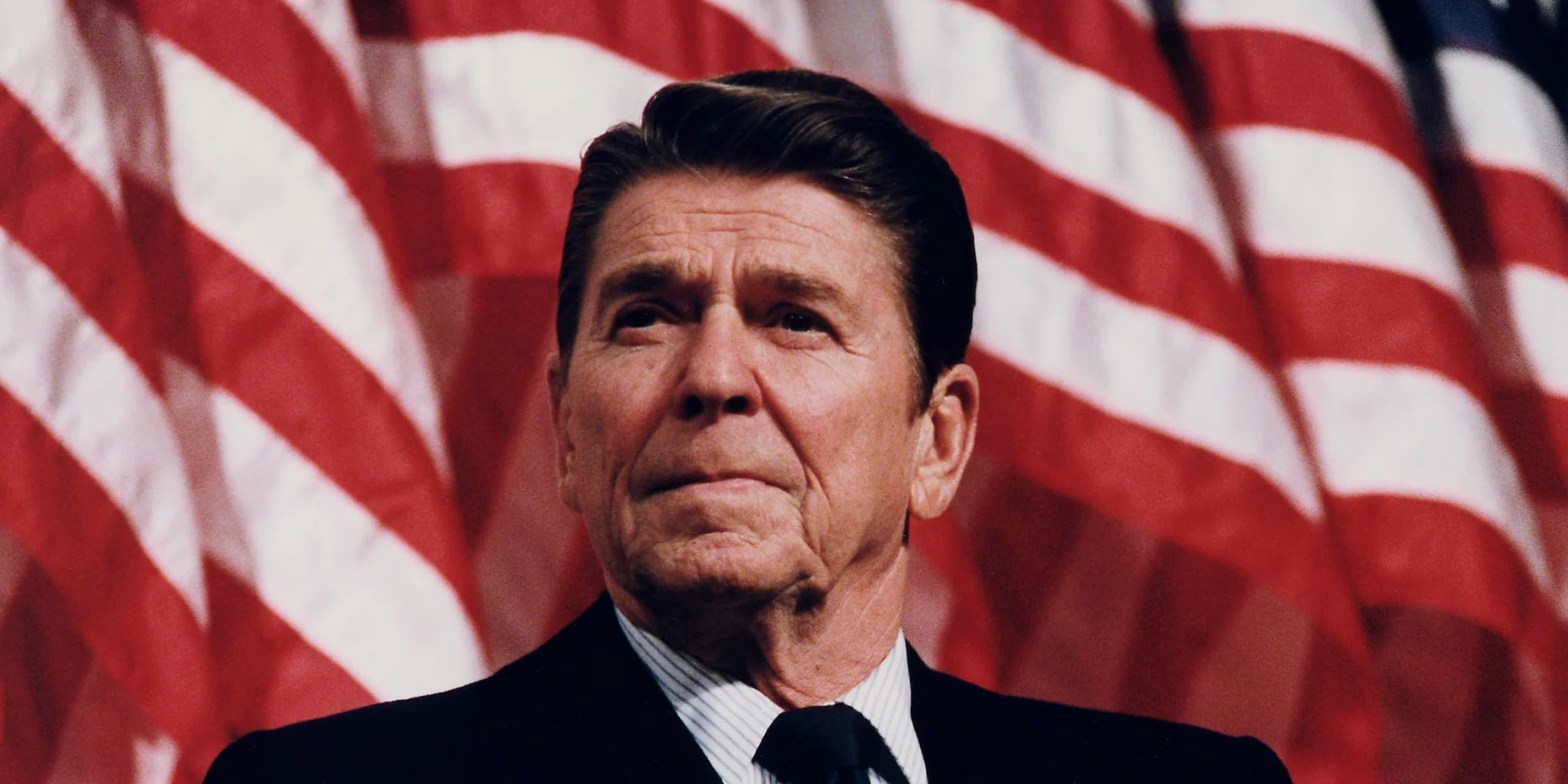 A gallery image from American Life: Reagan With US Flag In The Background