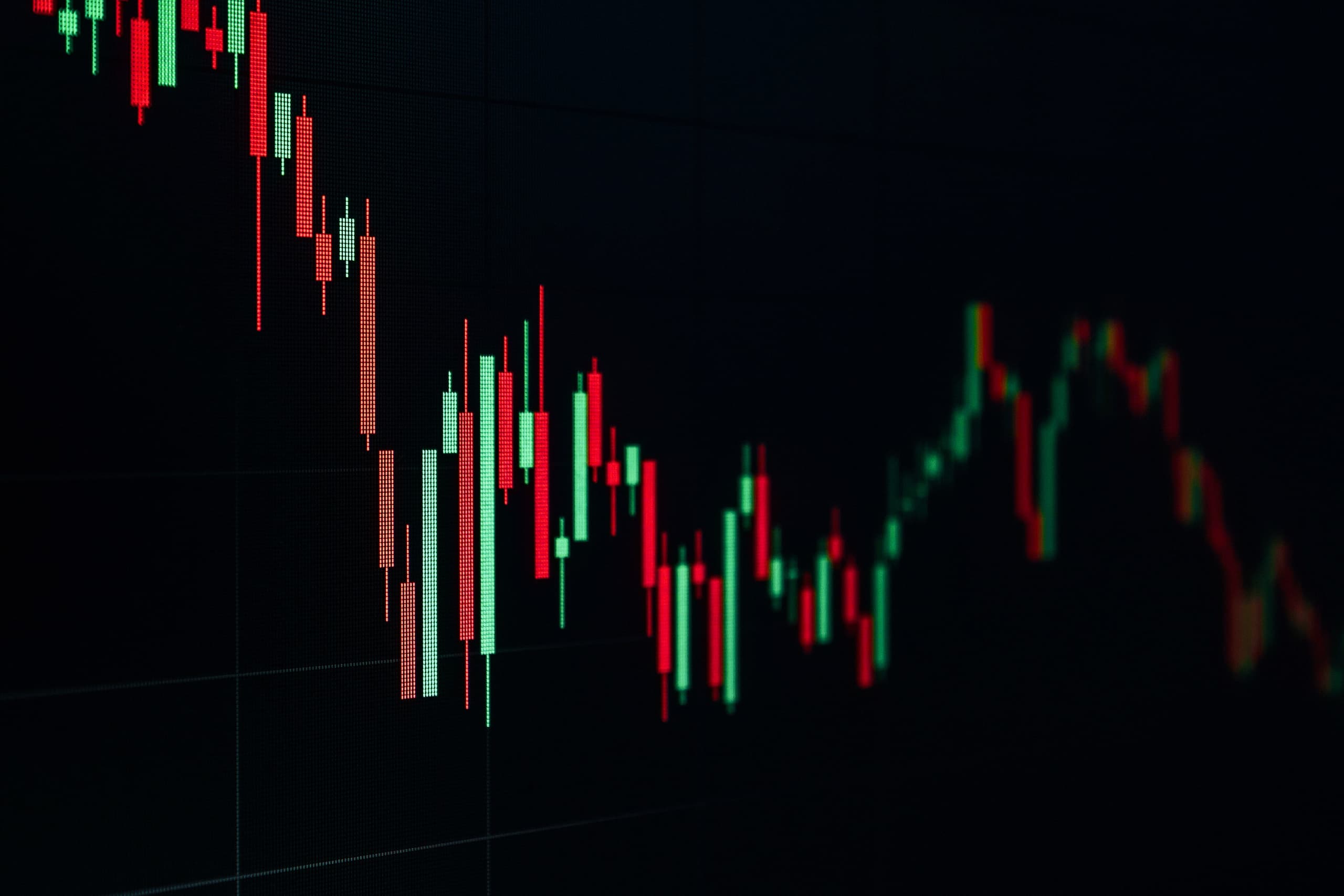 A gallery image from Economy: Stock Market Data Chart Showing Trends In Red And Green
