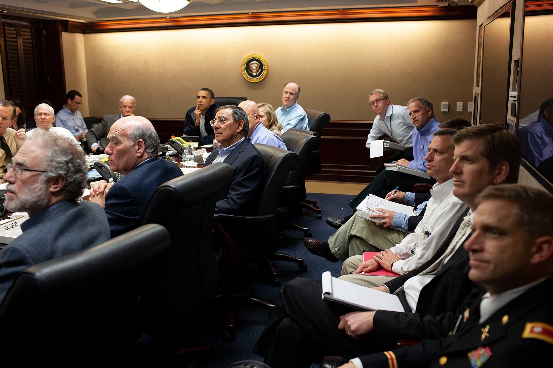 President Obama and national security officials watching the bin Laden raid from the Situation Room