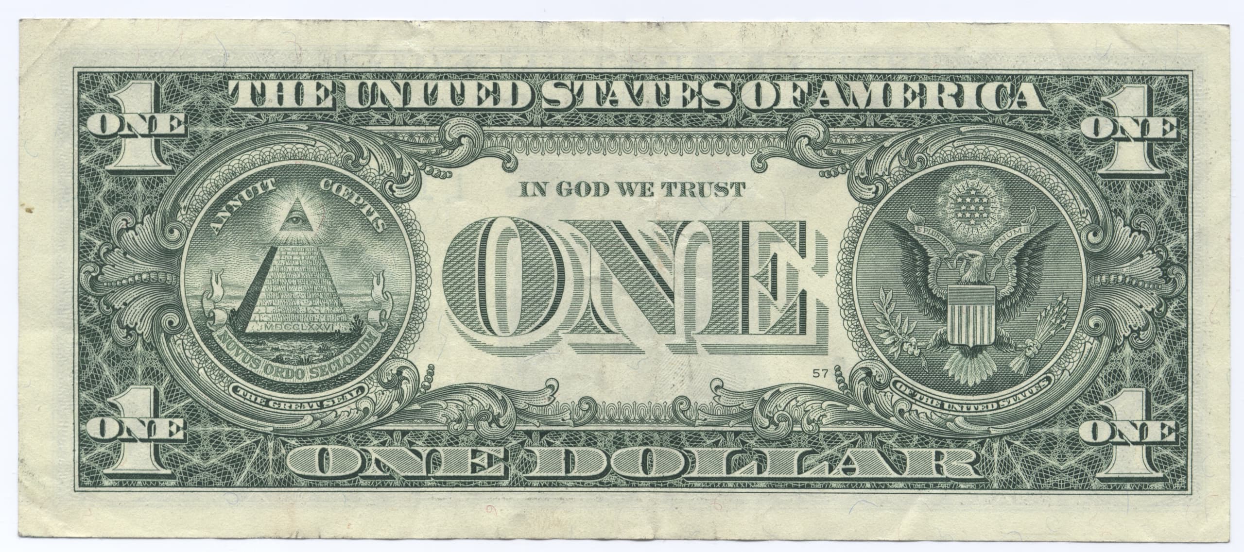 A gallery image from Economy: United States One Dollar Bill, Reverse