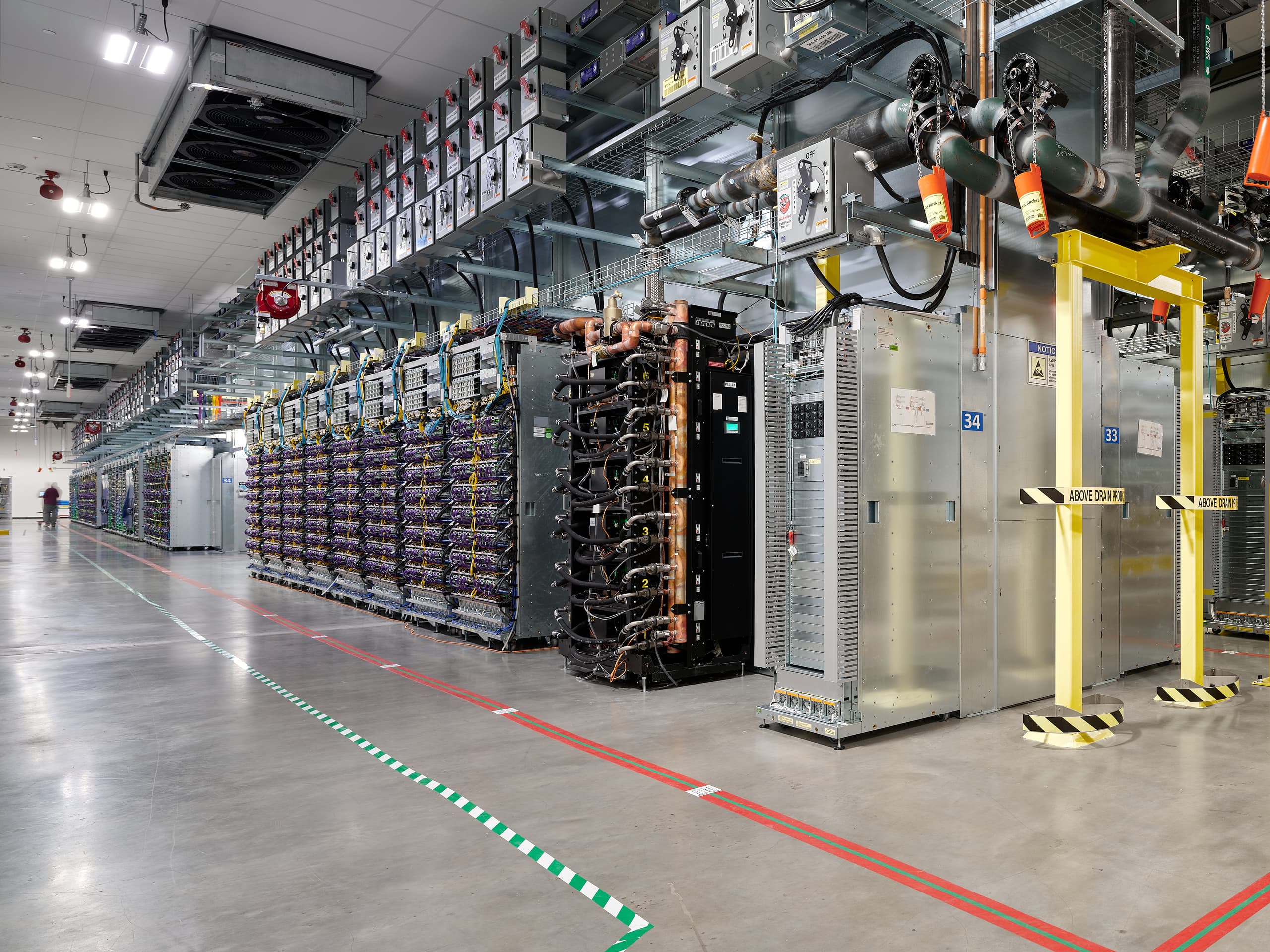 Server aisles inside a hyperscale American data center