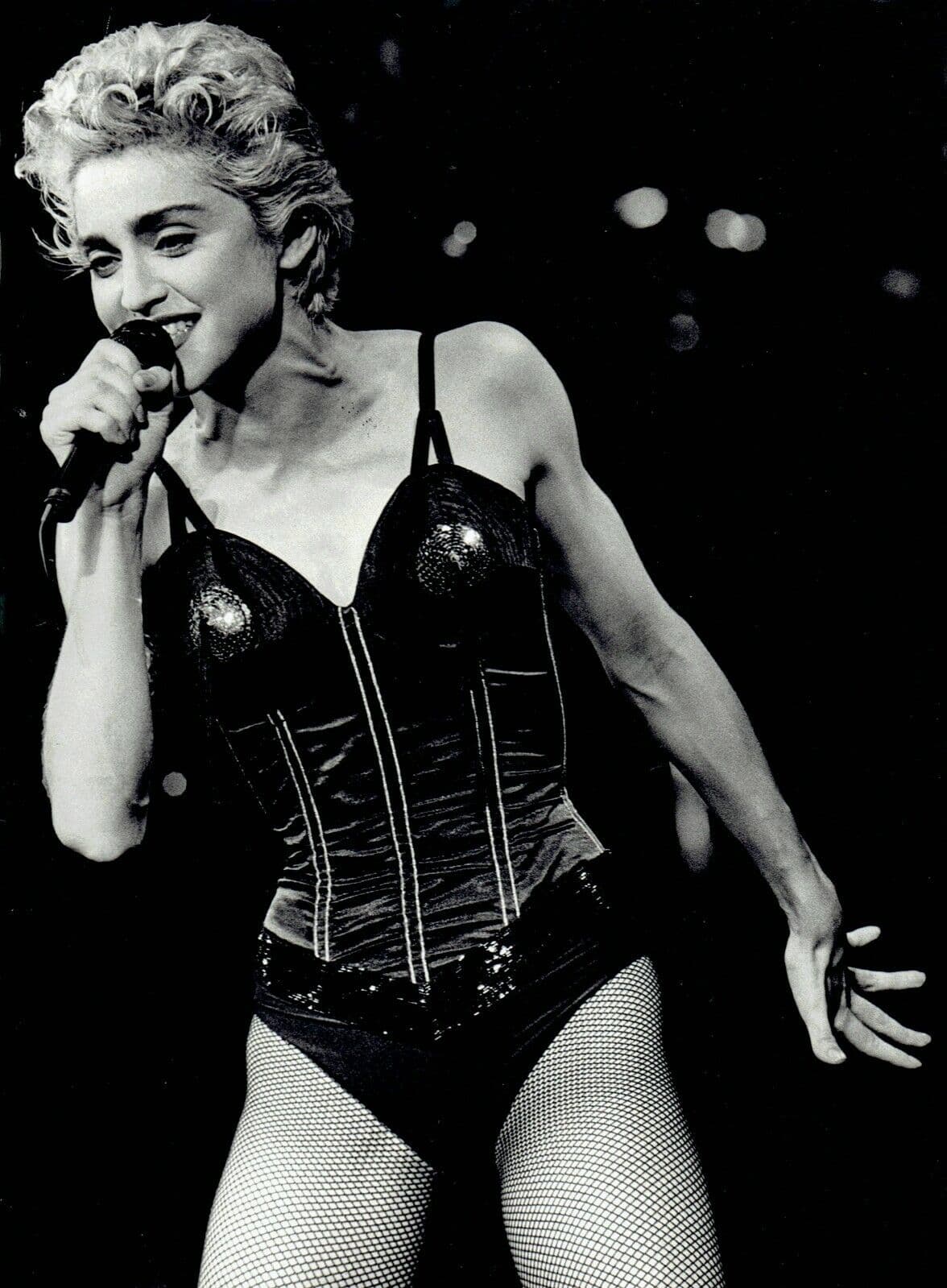 Madonna performing during the 1987 Who's That Girl World Tour