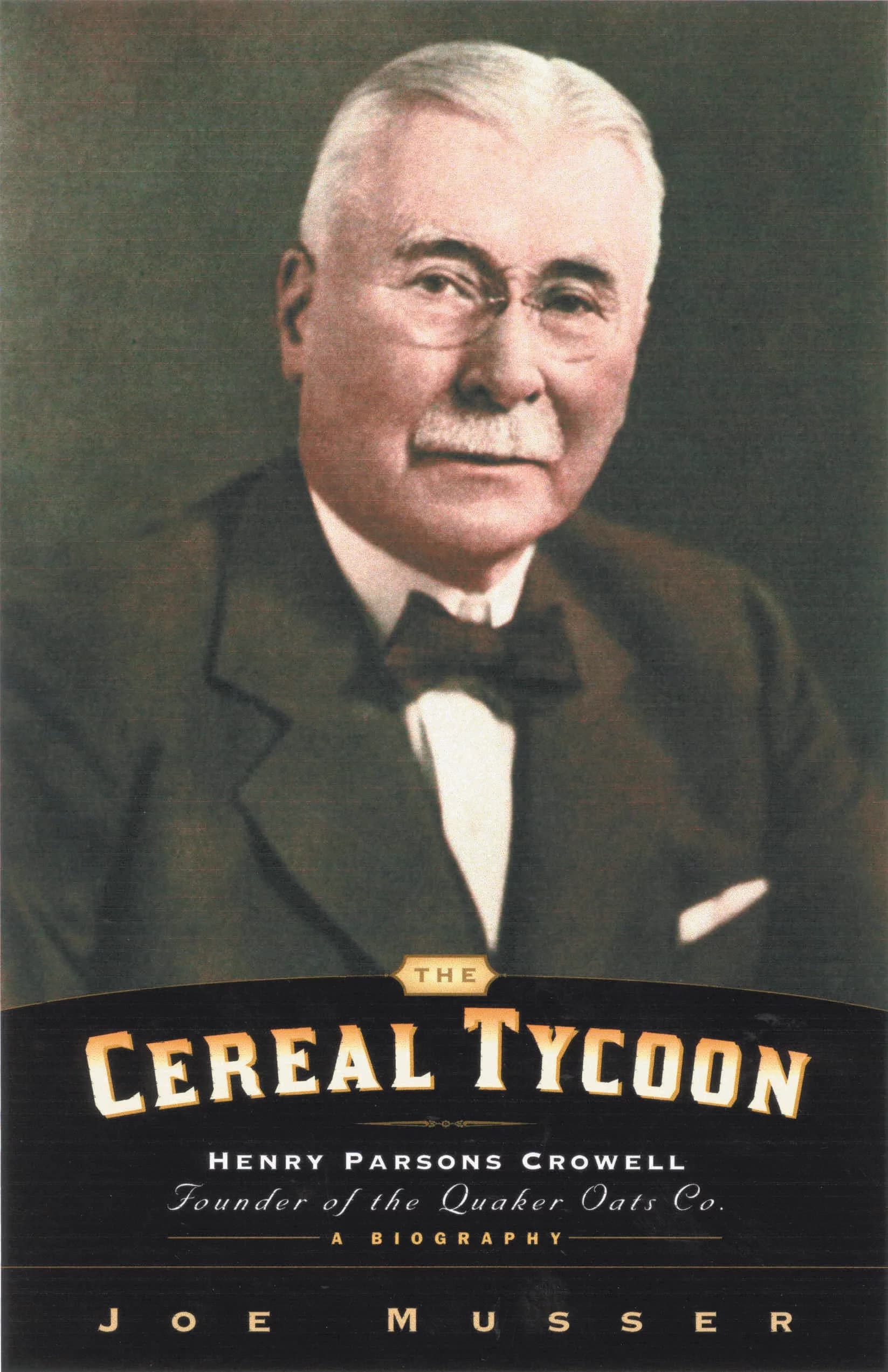 Quaker Oats founder portrait on vintage box