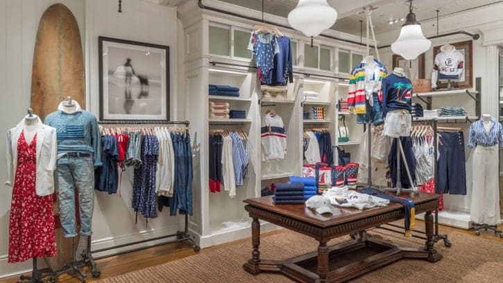 Ralph Lauren retail store interior with preppy nautical apparel