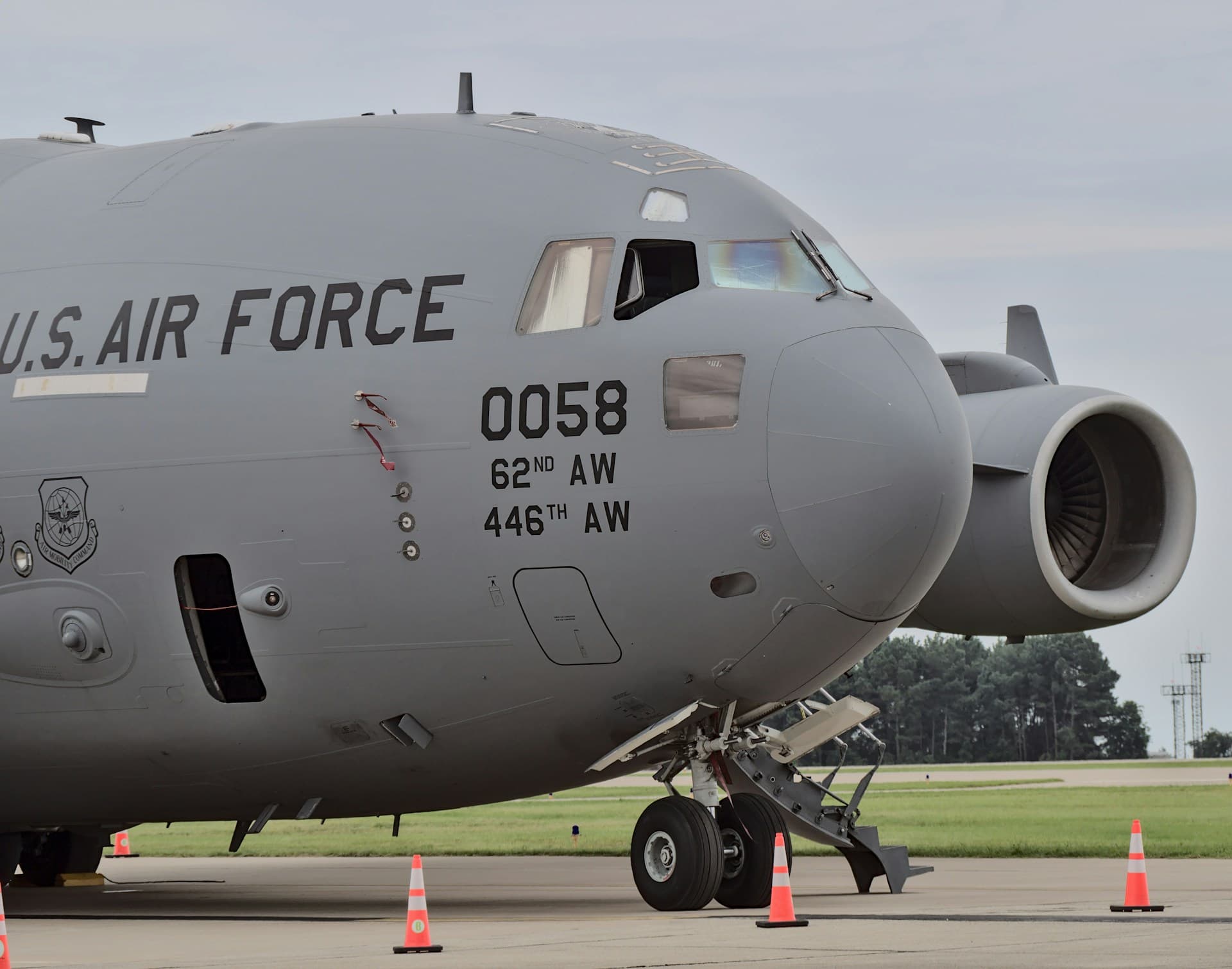 US Air Force cargo plane on the tarmac — symbol of American military reach and readiness