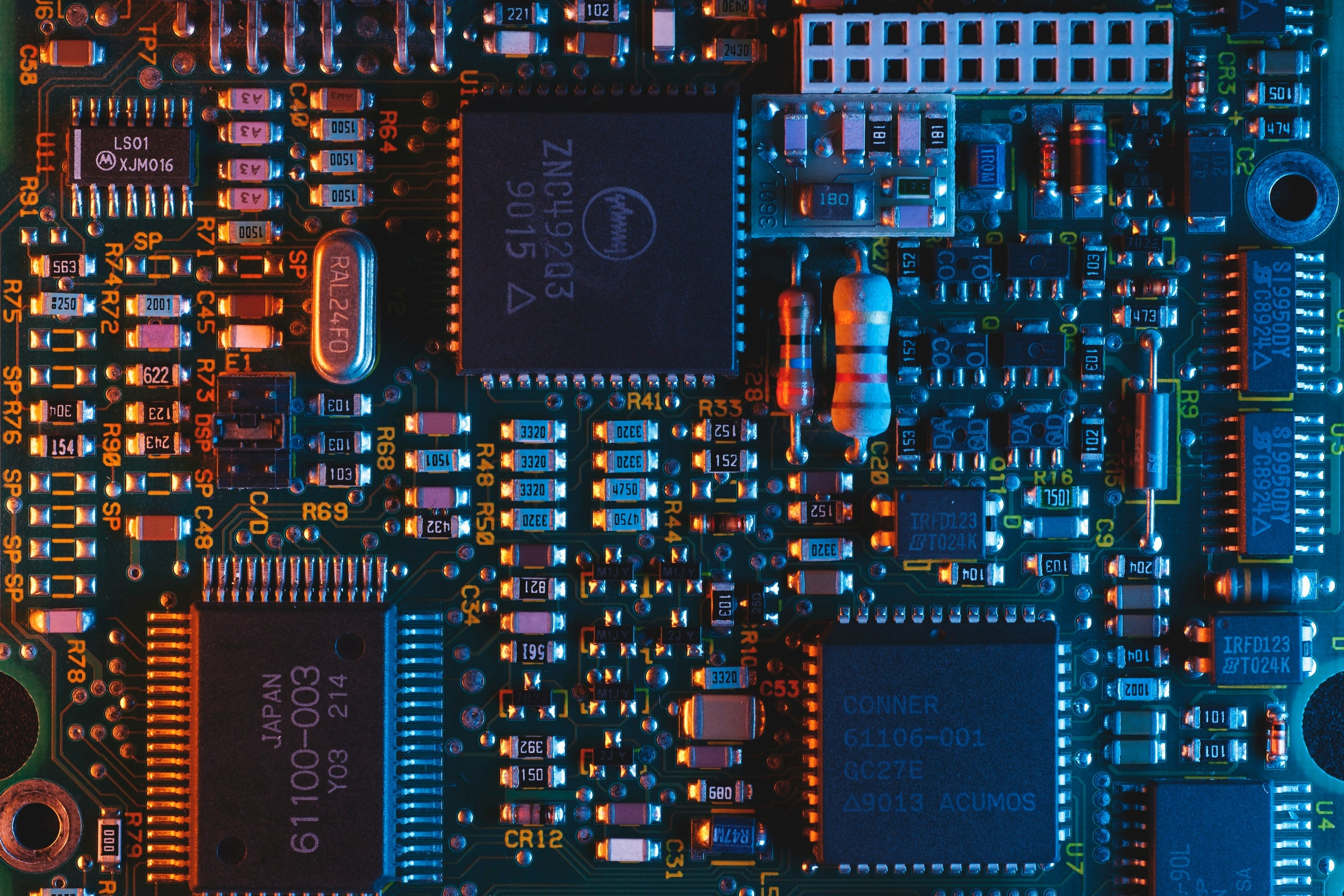 Industrial era circuit board and mechanical components